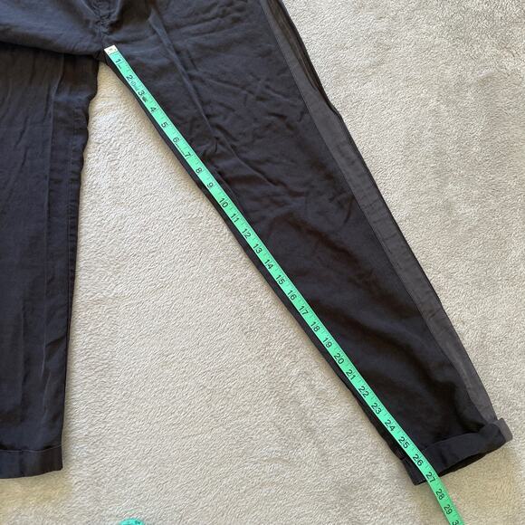 Brochu Walker Pants Small Black Tuxedo Stripe Lagenlook Capsule Tencel Linen - Picture 10 of 10